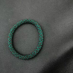 Elegant Green and Red Beaded Bracelet